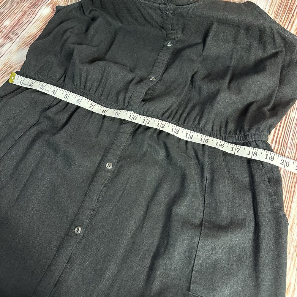 Old Navy BLACK JACK Sz X Large Linen Blend Button Front Sleeveless Maxi Sundress - Picture 4 of 8